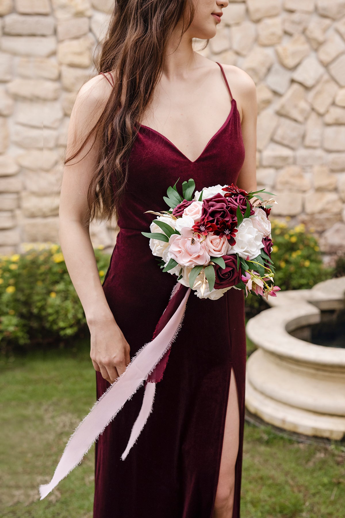 burgundy bridesmaid dress bouquet Burgundy & Burnt Orange Bridesmaid Bouquet – FallinLove Bouquets main image 1