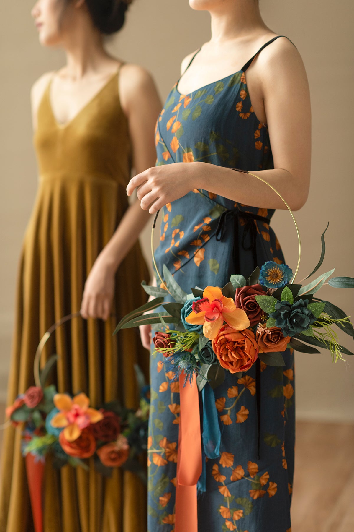 dark teal and burnt orange bridesmaid dresses Navy Blue & Burnt Orange Bridesmaid Bouquet – Rinlong Flower